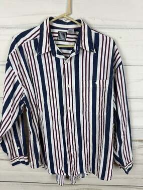 I.O.U. 90s Striped Cotton Button Down Shirt Men's Large